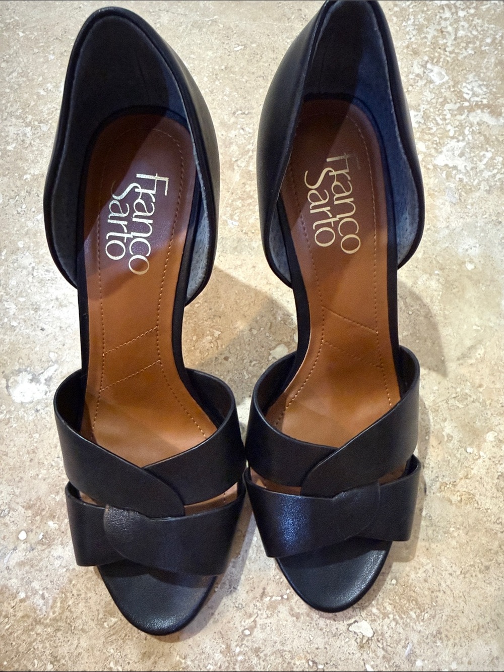 Franco Sarto Black Bow D'Orsay Heels